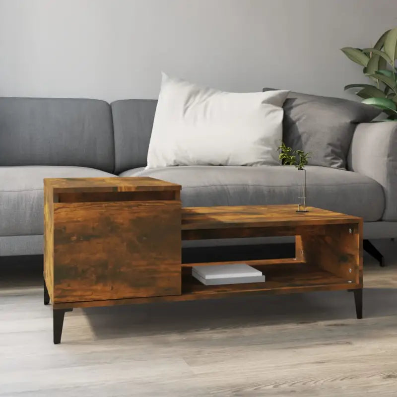 Functionele salontafel van bewerkt hout met stabiele en vochtbestendige afwerking - Gerookt eiken / 1 - Salontafels
