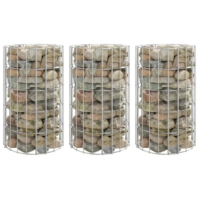 Gabion plantenbak in gegalvaniseerd staal voor een stabiele border - Ø 30 x 50 cm (3 pcs) / 1 - Bloempotten &