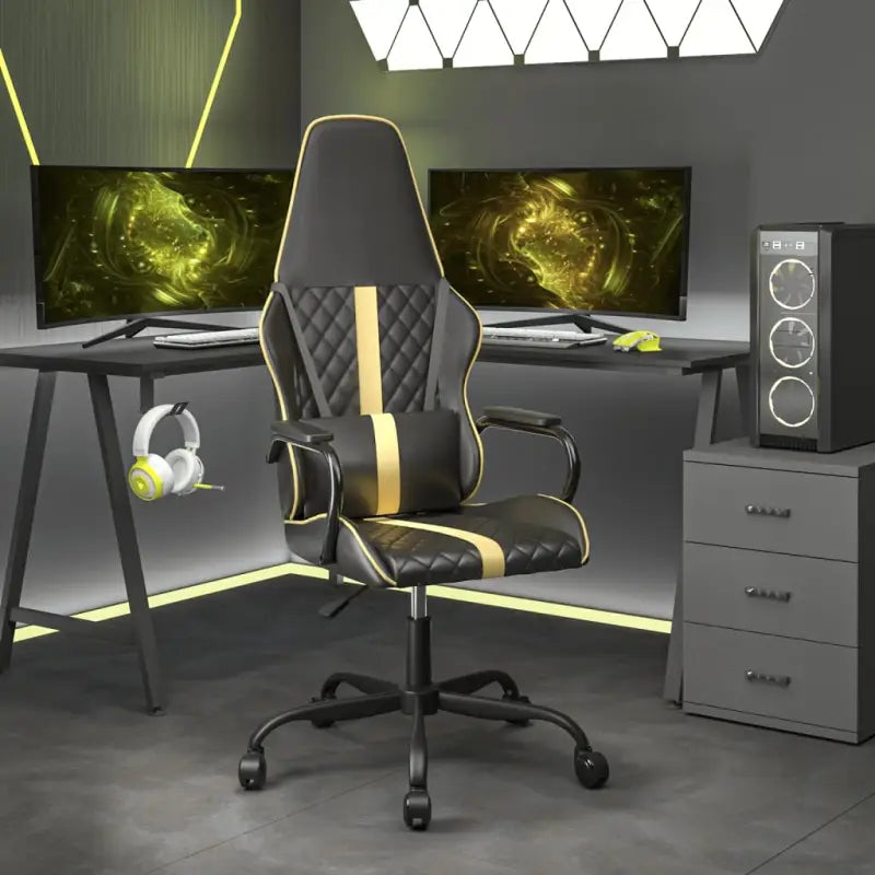 Gamingstoel met duurzaam kunstleer voor extra comfort - Goud / 1 - Gamingstoelen