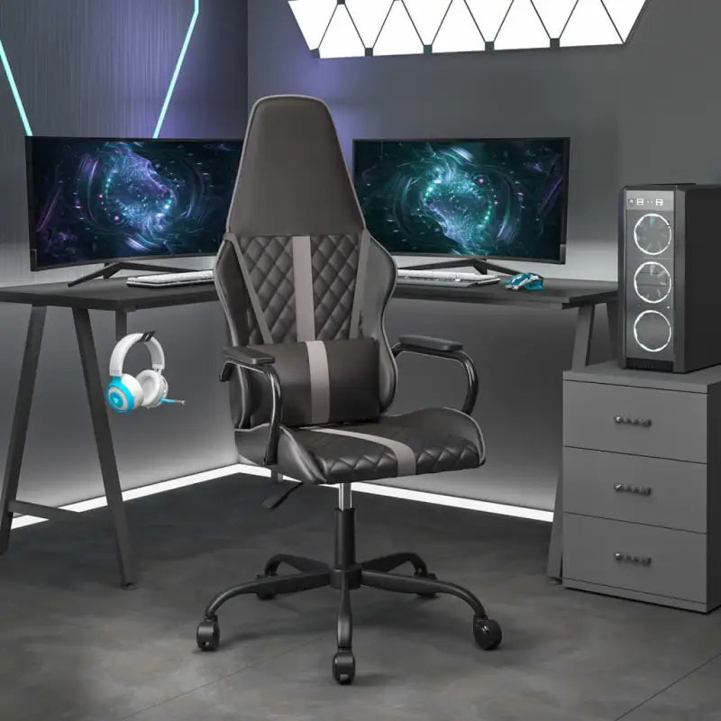 Gamingstoel met duurzaam kunstleer voor extra comfort - Grijs / 1 - Gamingstoelen