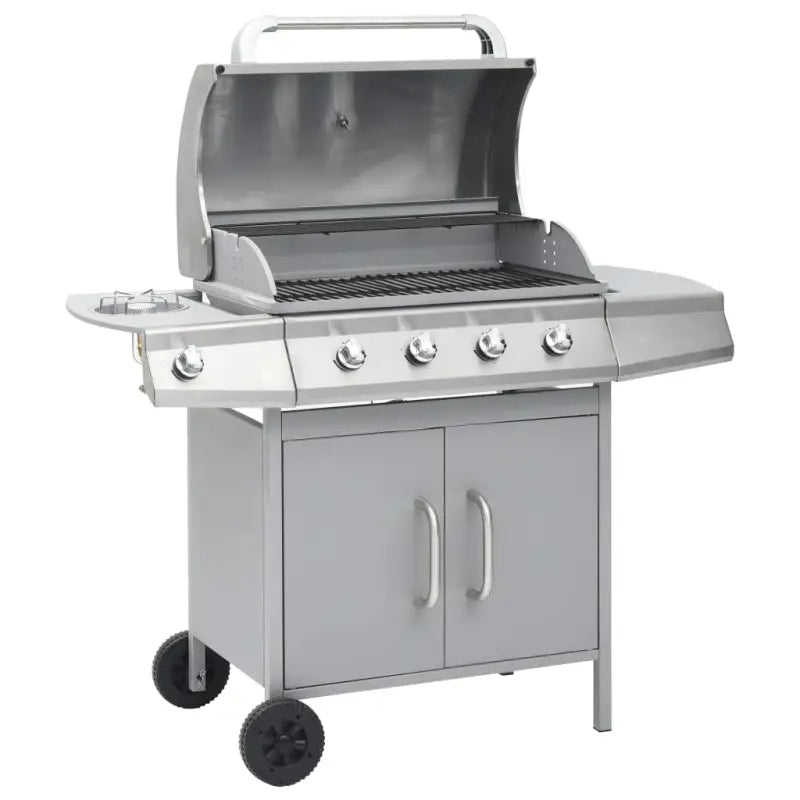 Gasbarbecue in roestvrij staal met stevige zwenkwielen voor tuinfeest - Zilver - Barbecues