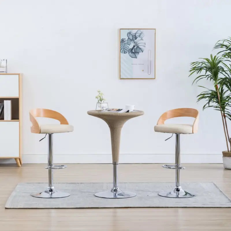 Gebogen hout barkrukken met metalen frame levering bevat stijlvolle stoelen - Crème en lichtbruin / 2 - Barkrukken