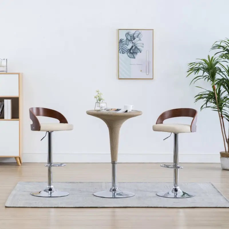 Gebogen hout barkrukken met metalen frame levering bevat stijlvolle stoelen - Crème en donkerbruin / 2 - Barkrukken