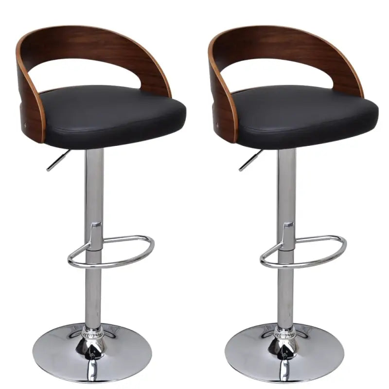 Gebogen hout barkrukken met metalen frame levering bevat stijlvolle stoelen - Zwart en donkerbruin / 2 - Barkrukken