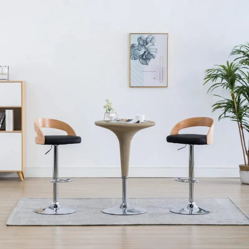 Gebogen hout barkrukken met metalen frame levering bevat stijlvolle stoelen - Zwart en lichtgrijs / 2 - Barkrukken