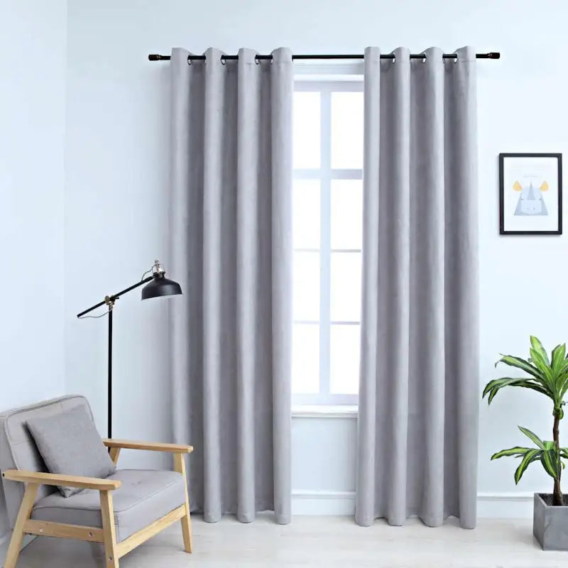 Gebroken Witte Gordijnen met Metalen Ringen voor Elegante Privacy - Grijs / 140 x 225 cm / 2 - Gordijnen & vitrages