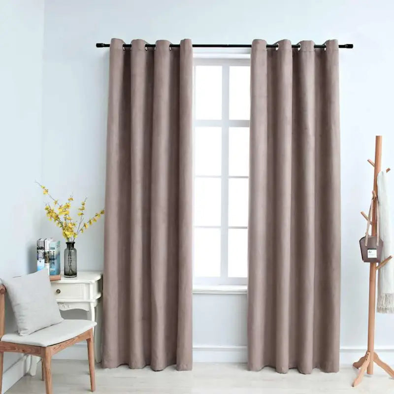 Gebroken Witte Gordijnen met Metalen Ringen voor Elegante Privacy - Taupe / 140 x 225 cm / 2 - Gordijnen & vitrages