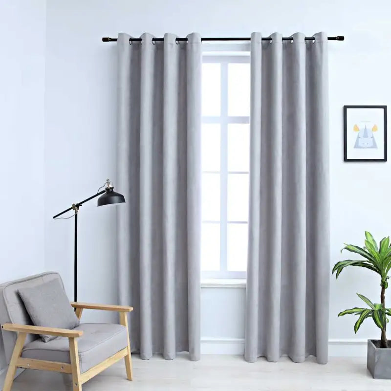 Gebroken Witte Gordijnen met Metalen Ringen voor Elegante Privacy - Grijs / 140 x 175 cm / 2 - Gordijnen & vitrages