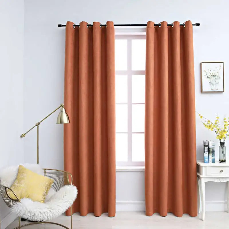 Gebroken Witte Gordijnen met Metalen Ringen voor Elegante Privacy - Roestbruin / 140 x 225 cm / 2 - Gordijnen & vitrages