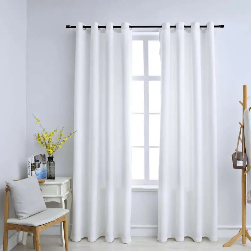Gebroken Witte Gordijnen met Metalen Ringen voor Elegante Privacy - Gebroken wit / 140 x 175 cm / 2 - Gordijnen &