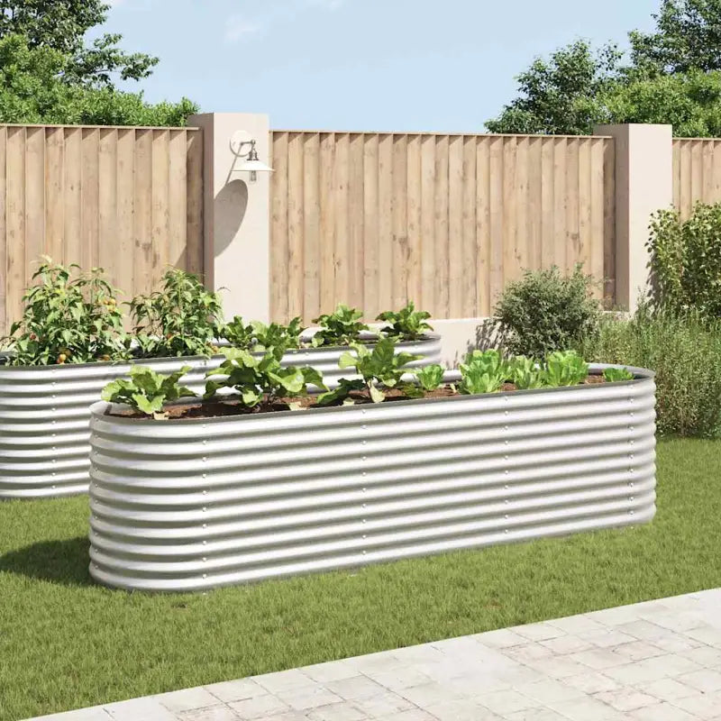 Gegalvaniseerd staal plantenbak voor tuin balkon en patio decoratie - Zilver / 320 x 80 x 81 cm / 1 - Bloempotten &