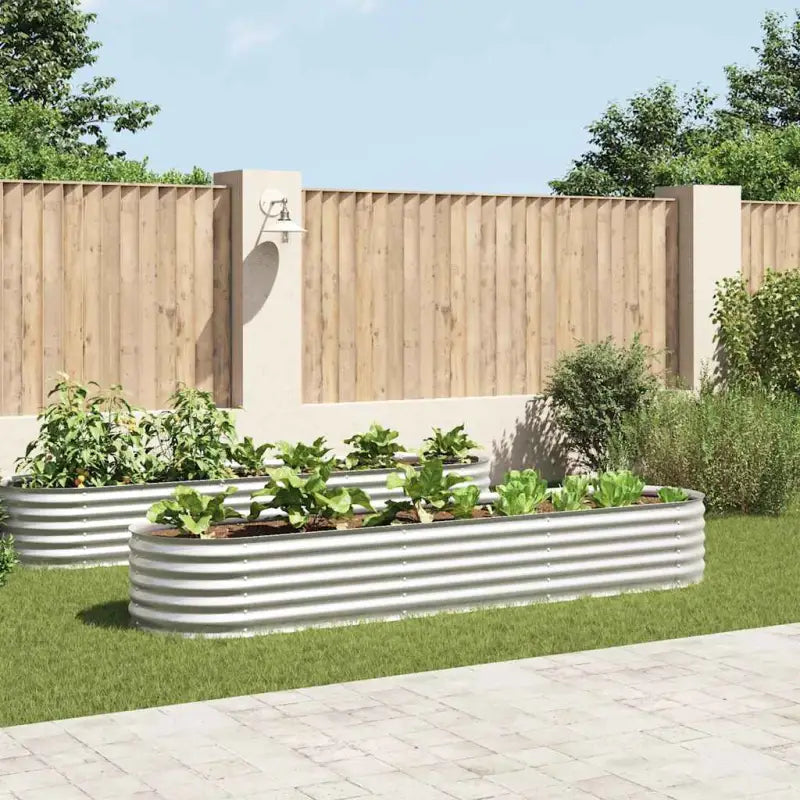 Gegalvaniseerd staal plantenbak voor tuin balkon en patio decoratie - Zilver / 320 x 80 x 44 cm / 1 - Bloempotten &