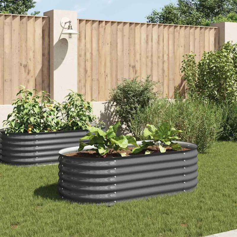 Gegalvaniseerd staal plantenbak voor tuin balkon en patio decoratie - Grijs / 160 x 80 x 44 cm / 1 - Bloempotten &