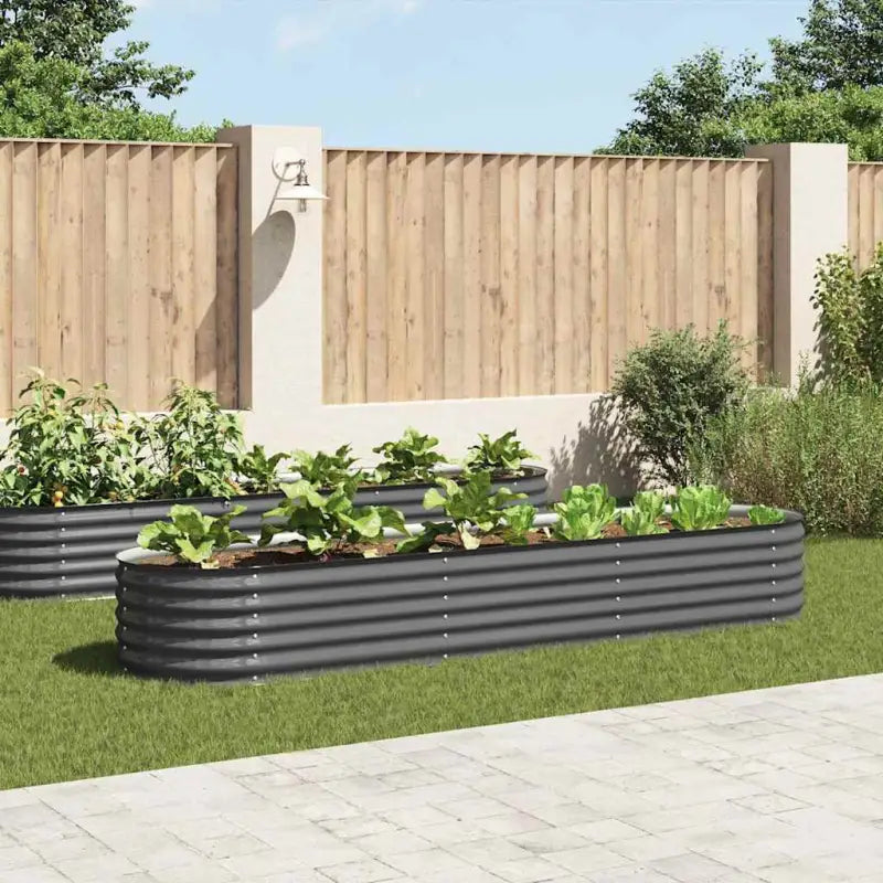 Gegalvaniseerd staal plantenbak voor tuin balkon en patio decoratie - Grijs / 320 x 80 x 44 cm / 1 - Bloempotten &