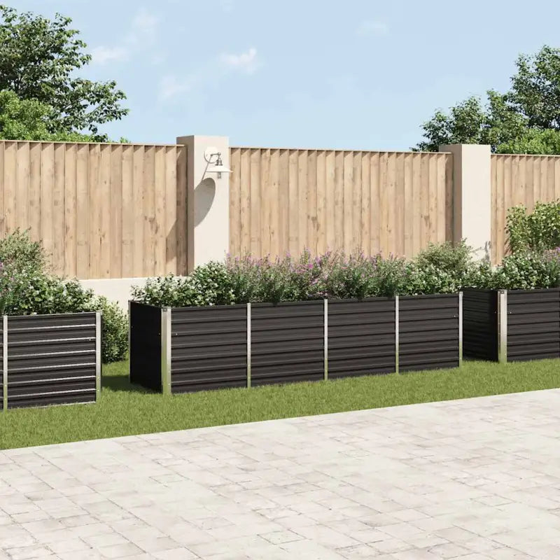 Gegalvaniseerd Staal Verhoogde Bloempotten en Plantenbakken - Antraciet / 320 x 80 x 77 cm / 1 - Bloempotten &