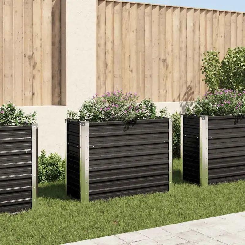 Gegalvaniseerd Staal Verhoogde Bloempotten en Plantenbakken - Antraciet / 100 x 40 x 77 cm / 1 - Bloempotten &