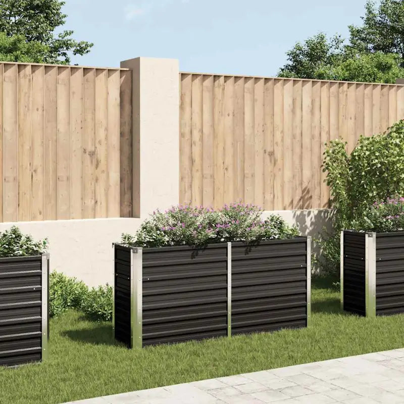 Gegalvaniseerd Staal Verhoogde Bloempotten en Plantenbakken - Antraciet / 160 x 40 x 77 cm / 1 - Bloempotten &