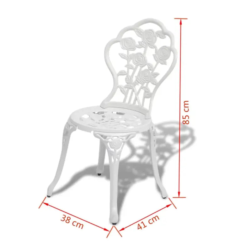 Gegoten aluminium bistroset met ronde tafel voor tuin en terras - Wit - Tuinsets