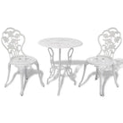 Gegoten aluminium bistroset met ronde tafel voor tuin en terras - Wit - Tuinsets