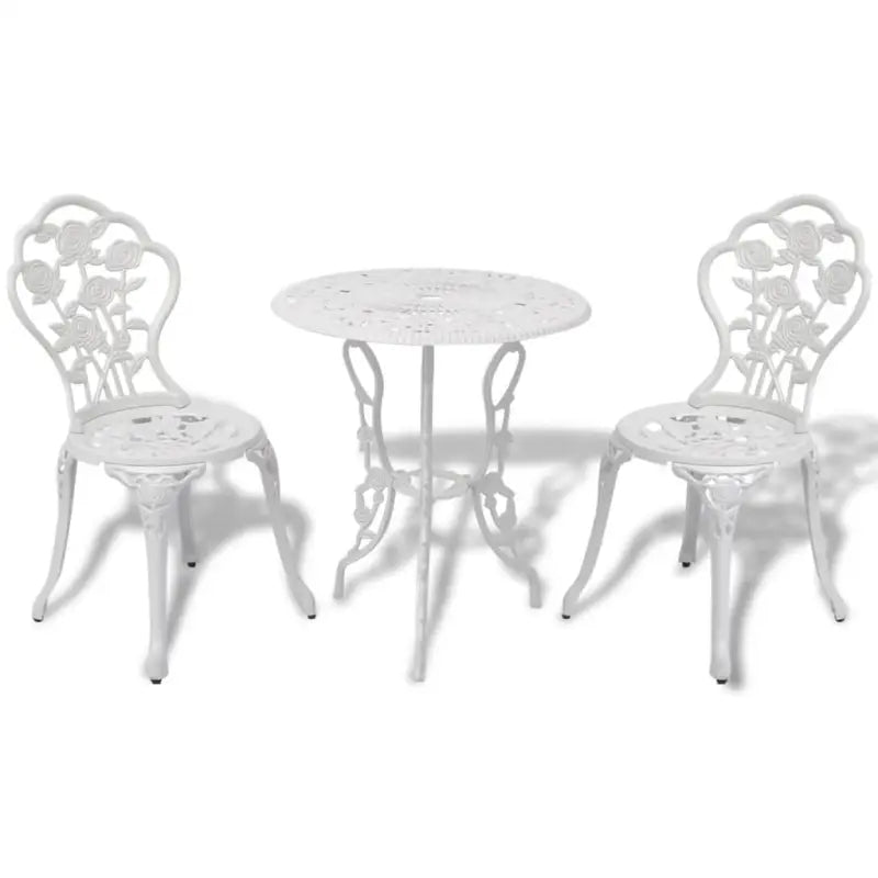 Gegoten aluminium bistroset met ronde tafel voor tuin en terras - Wit - Tuinsets