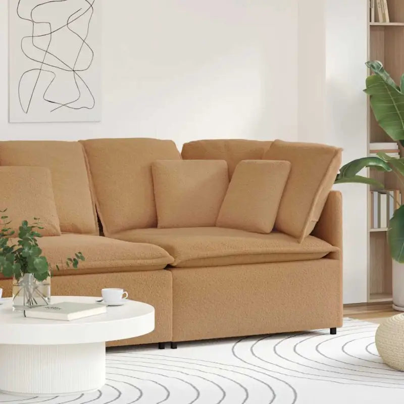Gekrulde wolachtige bankelementen voor dagelijks gebruik en elegant design - Beige / Hoekbank - Bankelementen