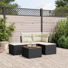 Gekuedernd stalen loungeset met beige materiaal voor buitenplezier - Zwart en crème - Tuinsets