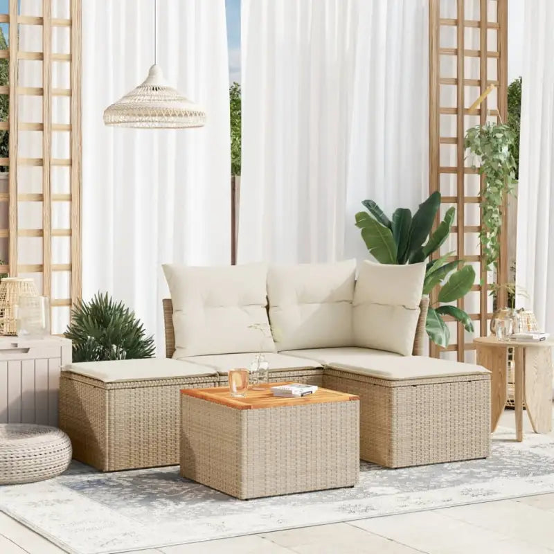 Gekuedernd stalen loungeset met beige materiaal voor buitenplezier - beige en crèmekleurig - Tuinsets