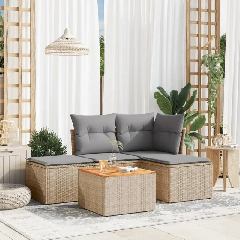 Gekuedernd stalen loungeset met beige materiaal voor buitenplezier - Beige en grijs - Tuinsets