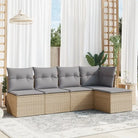 Gele loungeset van gepoedercoat staal met comfortabele beige materialen - Beige en grijs / Zonder tafel - Tuinsets
