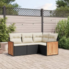 Geleun loungeset van grijs gepoedercoat staal voor tuin en terras - Zwart en crème / Zonder tafel - Tuinsets