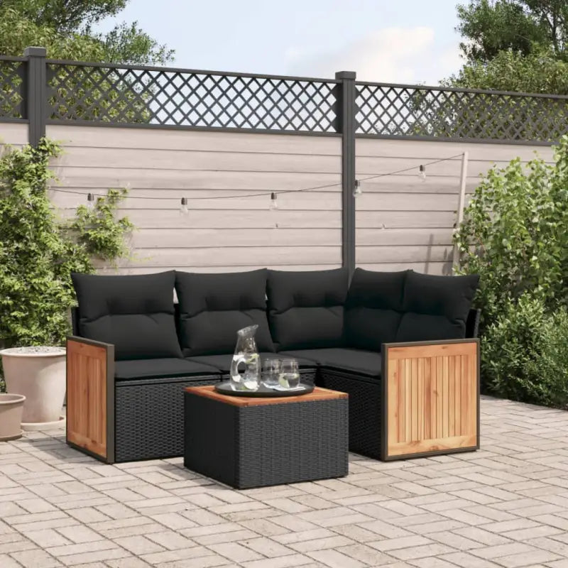 Geleun loungeset van grijs gepoedercoat staal voor tuin en terras - Zwart / Met tafel - Tuinsets