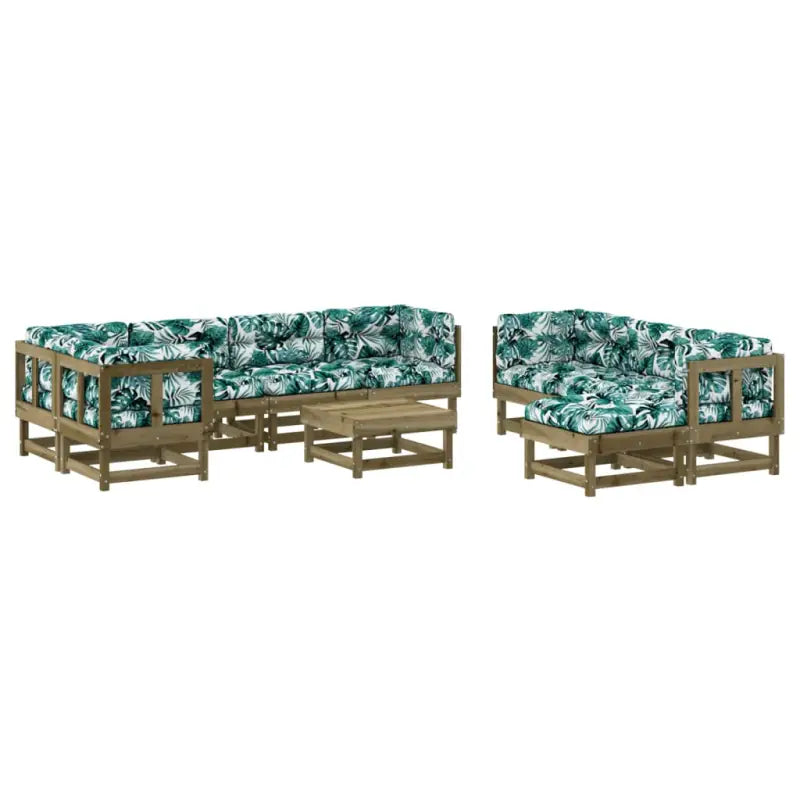 Geniet van je tuin met een geïmpregneerd grenenhout loungeset met voetenbank en salontafel - Tuinsets