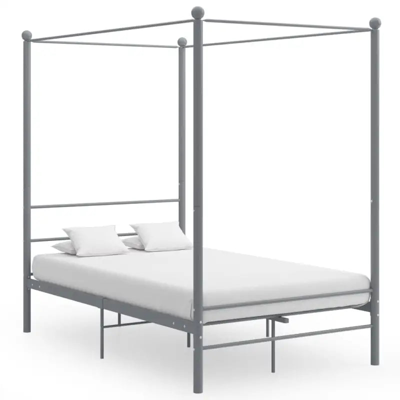 Gepoedercoat metalen bed met bovenframe voor privacy en charme - Grijs / 140 x 200 cm - Bedden & bedframes