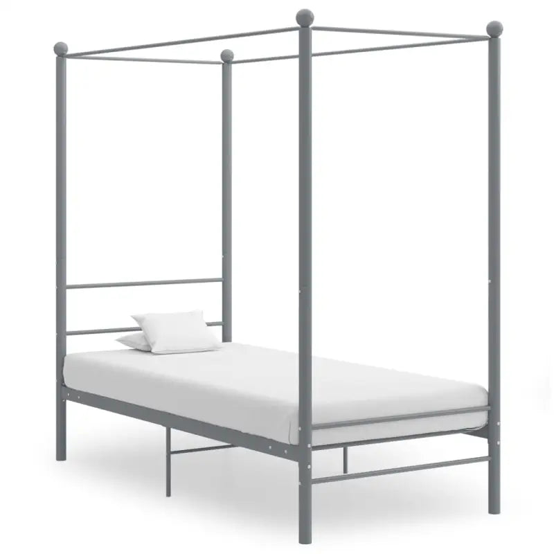 Gepoedercoat metalen bed met bovenframe voor privacy en charme - Grijs / 90 x 200 cm - Bedden & bedframes