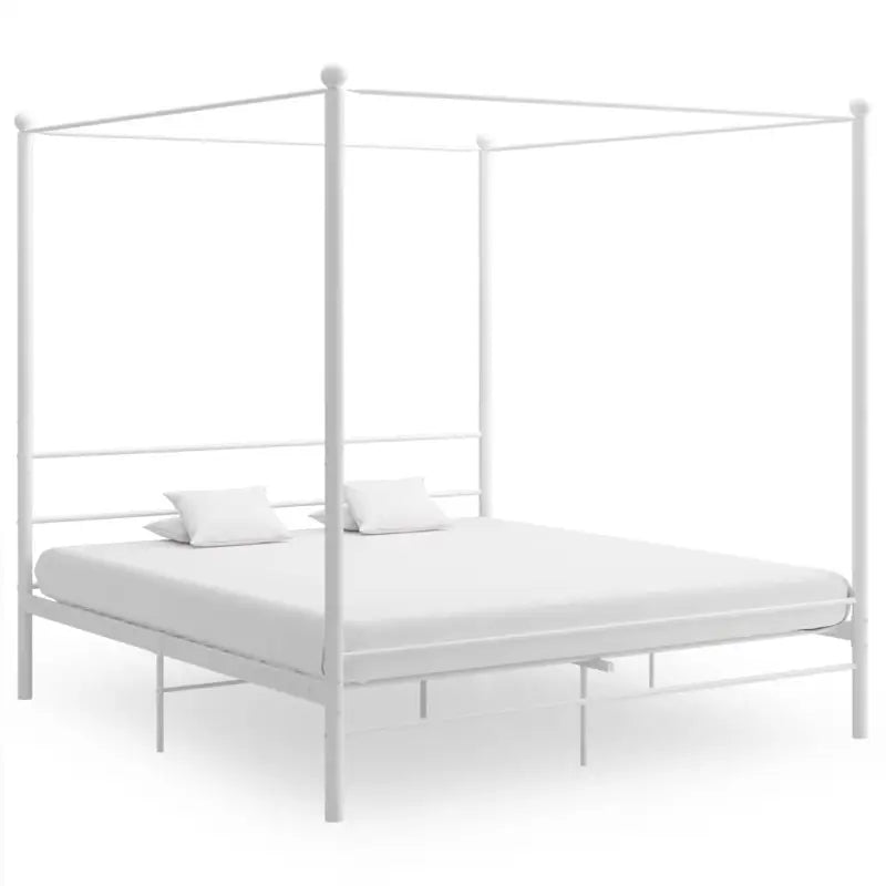 Gepoedercoat metalen bed met bovenframe voor privacy en charme - Wit / 200 x 200 cm - Bedden & bedframes