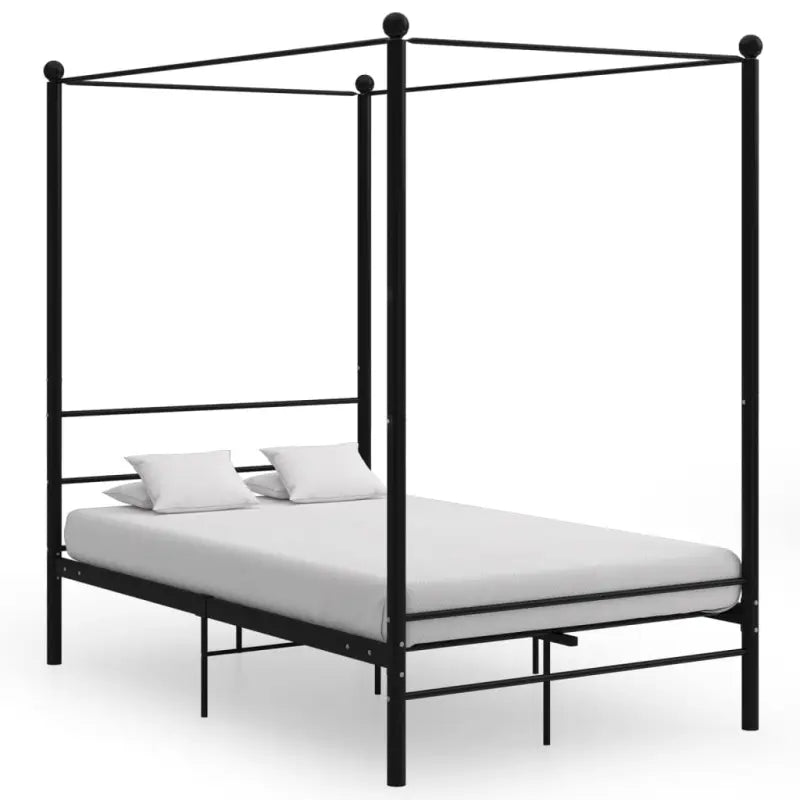 Gepoedercoat metalen bed met bovenframe voor privacy en charme - Zwart / 120 x 200 cm - Bedden & bedframes