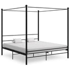 Gepoedercoat metalen bed met bovenframe voor privacy en charme - Zwart / 180 x 200 cm - Bedden & bedframes