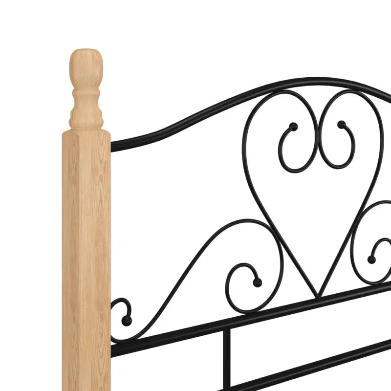 Gepoedercoat metalen bedframe met licht eikenhout voor een warme slaapkamer - Bedden & bedframes