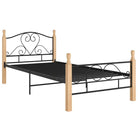 Gepoedercoat metalen bedframe met licht eikenhout voor een warme slaapkamer - Bedden & bedframes