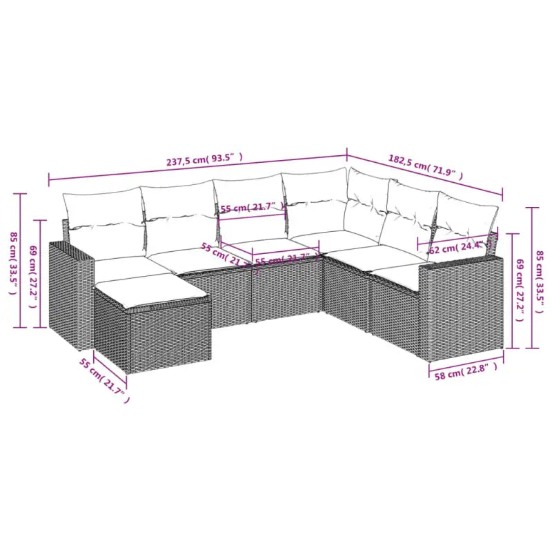 Gepoedercoat Staal Lounge Set in Grijs voor Tuin en Terras - Tuinsets