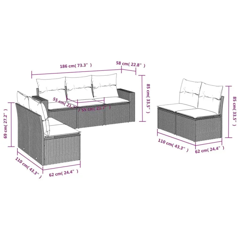 Gepoedercoat staal Lounge set met poly rattan voor comfortabele zitervaring - Beige en grijs / Zonder tafel - Tuinsets