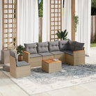 Gepoedercoat staal loungeset in grijs materiaal met perfecte afmetingen - Gemengd beige / Met tafel - Tuinsets