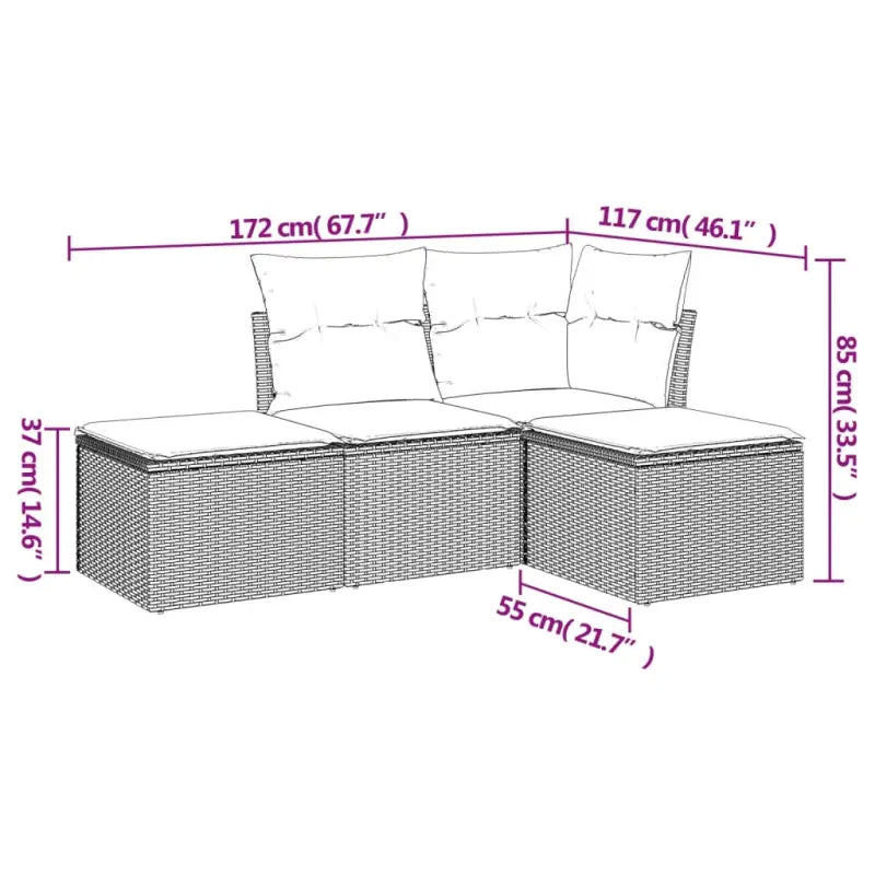 Gepoedercoat staal loungeset in grijs materiaal voor tuin en terras - Tuinsets