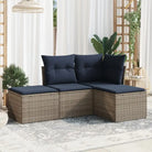 Gepoedercoat staal loungeset in grijs materiaal voor tuin en terras - Beige en grijs / Zonder tafel - Tuinsets