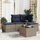 Gepoedercoat staal loungeset in grijs materiaal voor tuin en terras - Beige en grijs / Met tafel - Tuinsets