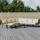 Gepoedercoat staal loungeset met aantrekkelijke afmetingen voor je tuin - Zand / hoek + 4x midden + 2x voetensteun + 2x