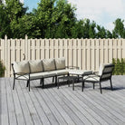Gepoedercoat staal loungeset met aantrekkelijke afmetingen voor je tuin - Zand / 2x middle + 2x chair + armchair + 2x