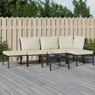 Gepoedercoat staal loungeset met aantrekkelijke afmetingen voor je tuin - Zand / hoek + 2x midden + 2x voetensteun