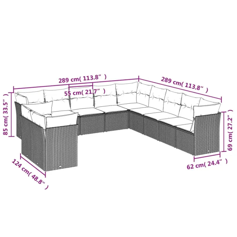 Gepoedercoat Staal Loungeset met Poly Rattan en Waterdichte Tas - Tuinsets