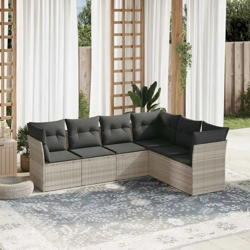 Gepoedercoat staal loungeset met poly rattan voor comfortabele zitervaring - Lichtgrijs / Zonder tafel - Tuinsets